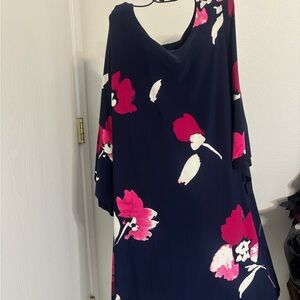 Lauren Ralph Lauren Navy Shift Dress with Pink and White Floral Print